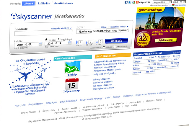 Forrás: Skyscanner Forrás: Skyscanner